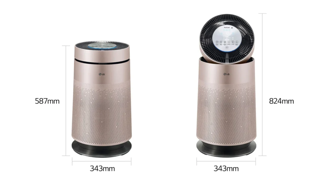 bronze dimension air purifier with white background
