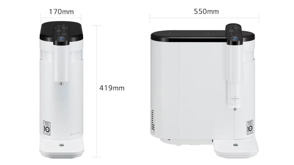 dimension for white and black water purifier