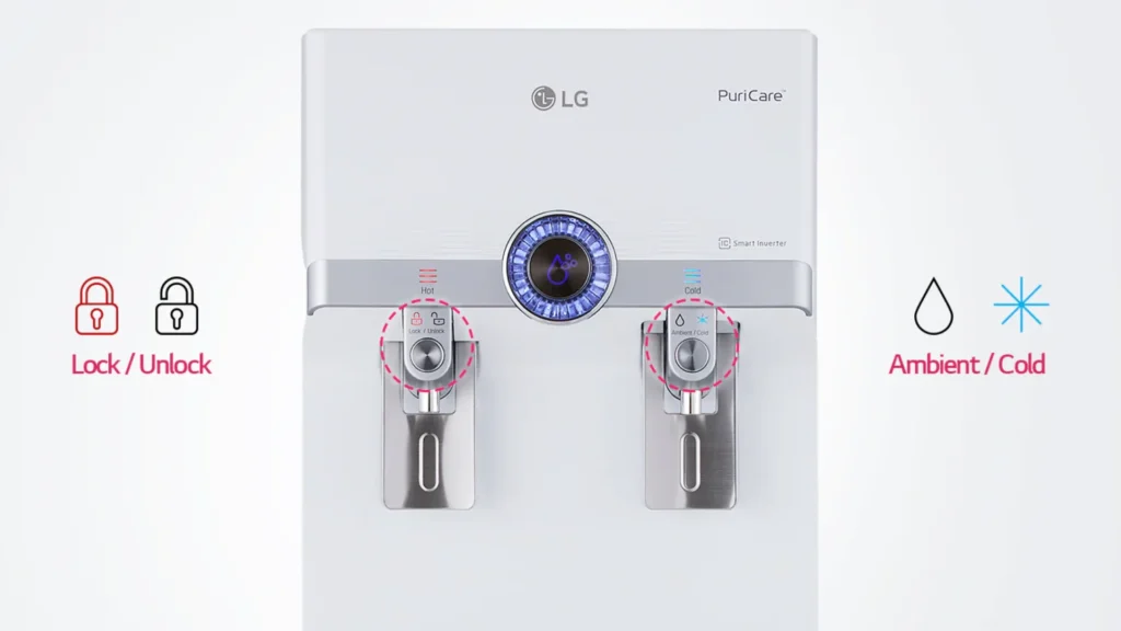 water purifier lock and unlock for hot water