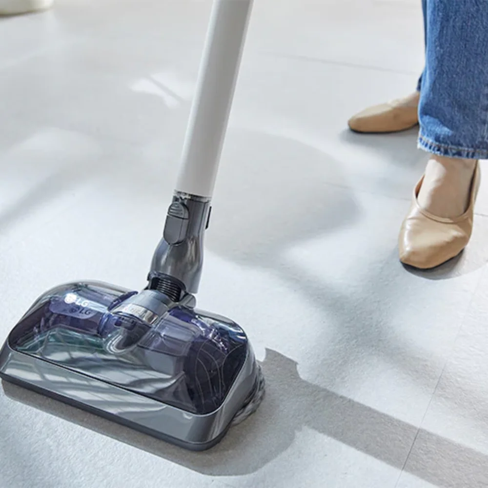 vacuum on the white floor