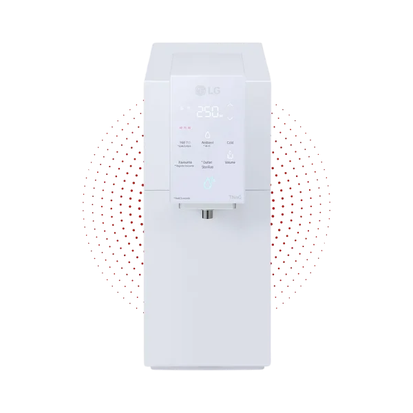 front cream sky water purifier with dots behind